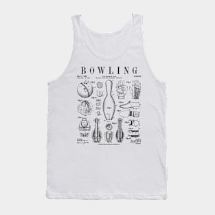 Bowling Pin Ball Bowler Retro Vintage Patent Print Tank Top